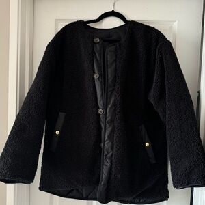 J Crew Reversable Faux Sherpa Quilt Coat